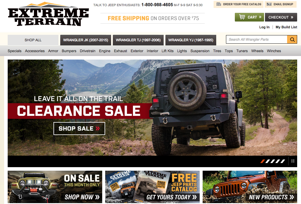 ExtremeTerrain.com Homepage by FastPivot