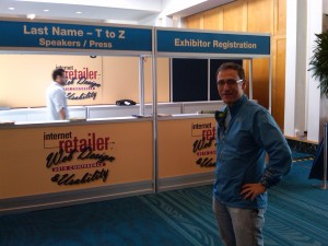 FastPivot.com President, Matthew Ledford, sizing up an Internet Retailer Web Design booth. FastPivot.com President, Matthew Ledford, sizing up an Internet Retailer Web Design booth.