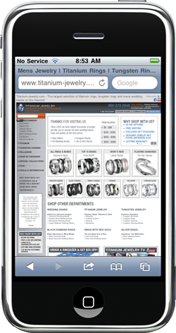 Titanium-Jewelry.com Non-Mobile Optimized Website