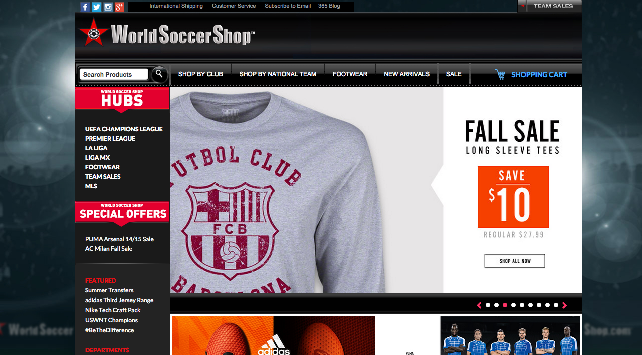 World Soccer Shop Homepage