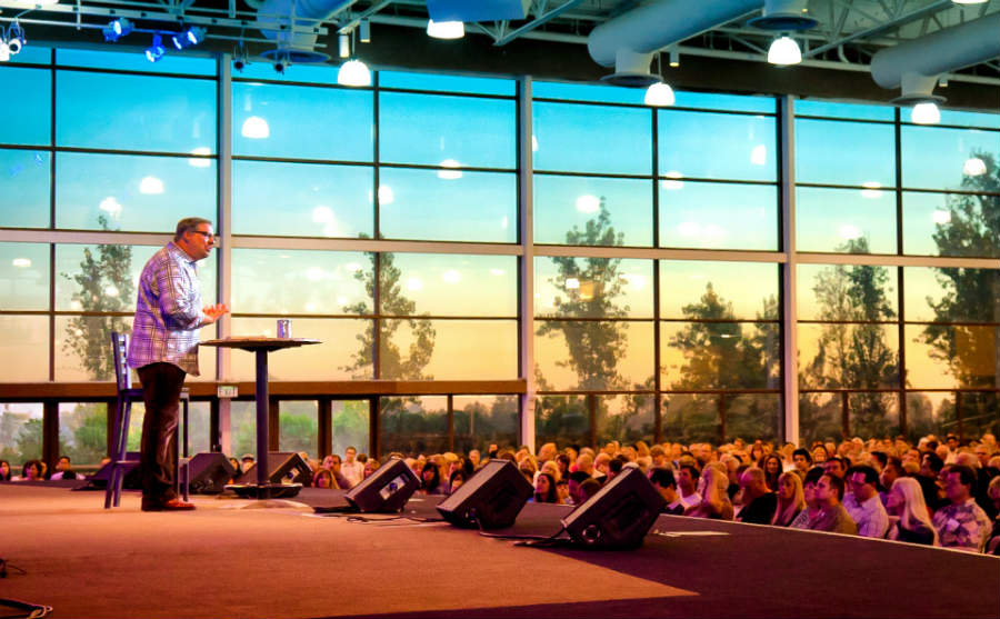 Rick Warren speaking at Saddleback Church in Lake Forest, California